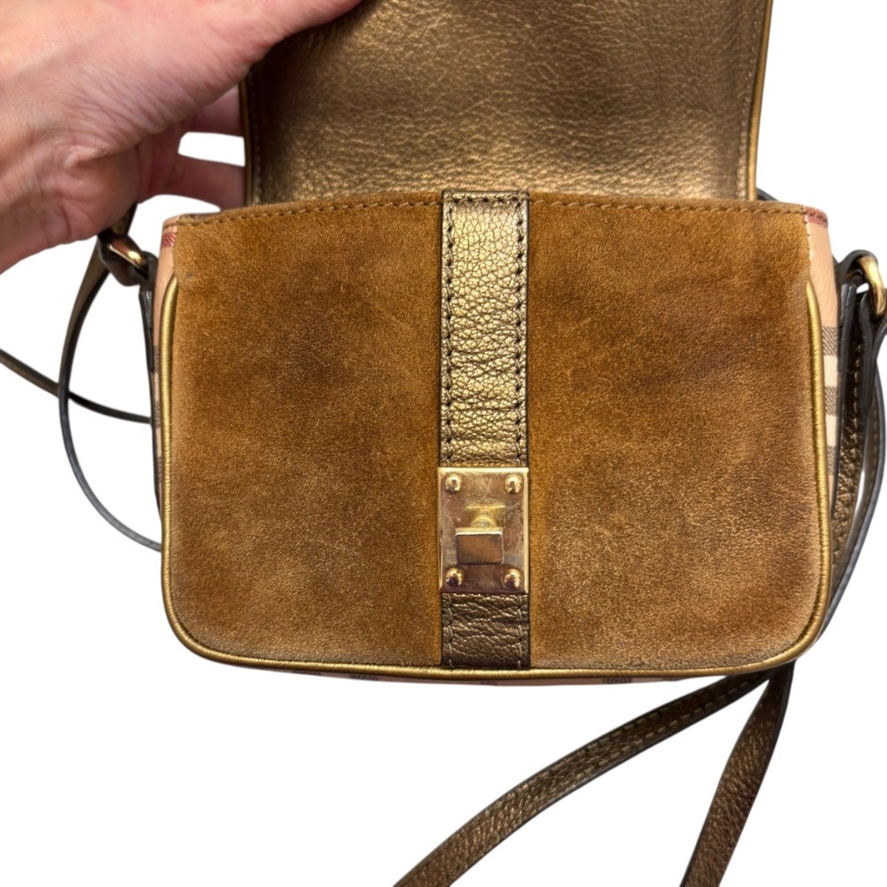Burberry Beige Suede/Leather Berkeley Mini Crossbody Bag. - Picture 2 of 9